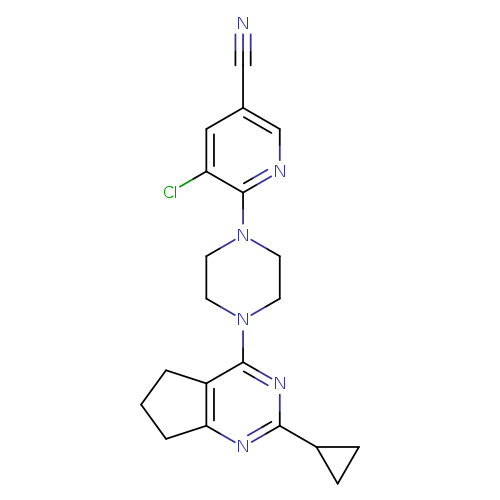 5-chloro-6-(4-{2-cyclopropyl-5H,6H,7H-cyclopenta[d]pyrimidin-4-yl}piperazin-1-yl)pyridine-3-carbonitrile