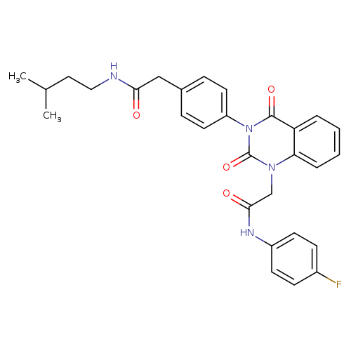 2-[4-(1-{[(4-fluorophenyl)carbamoyl]methyl}-2,4-dioxo-1,2,3,4-tetrahydroquinazolin-3-yl)phenyl]-N-(3-methylbutyl)acetamide