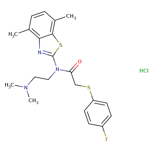 N-(4,7-dimethyl-1,3-benzothiazol-2-yl)-N-[2-(dimethylamino)ethyl]-2-[(4-fluorophenyl)sulfanyl]acetamide hydrochloride