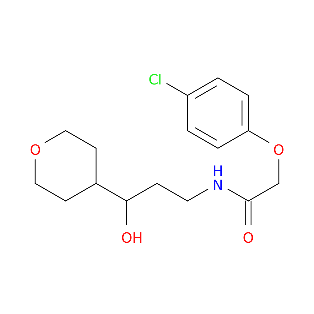 2-(4-chlorophenoxy)-N-[3-hydroxy-3-(oxan-4-yl)propyl]acetamide