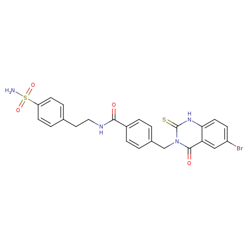 4-[(6-bromo-4-oxo-2-sulfanylidene-1,2,3,4-tetrahydroquinazolin-3-yl)methyl]-N-[2-(4-sulfamoylphenyl)ethyl]benzamide
