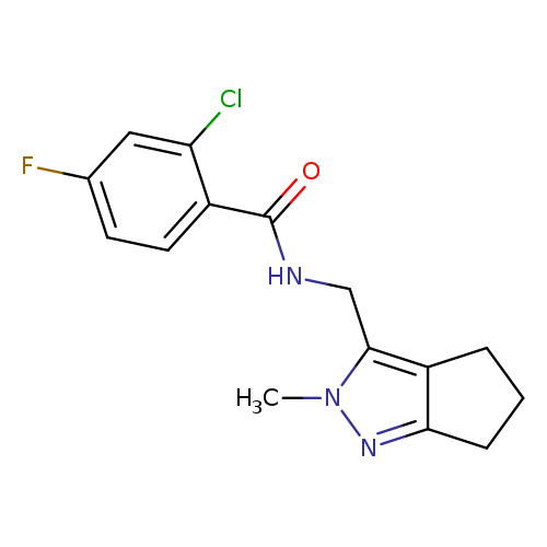 2-chloro-4-fluoro-N-({2-methyl-2H,4H,5H,6H-cyclopenta[c]pyrazol-3-yl}methyl)benzamide
