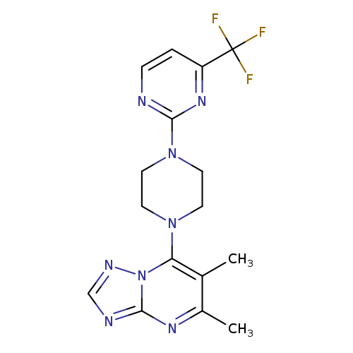 2-(4-{5,6-dimethyl-[1,2,4]triazolo[1,5-a]pyrimidin-7-yl}piperazin-1-yl)-4-(trifluoromethyl)pyrimidine