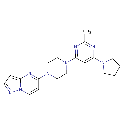 2-methyl-4-(4-{pyrazolo[1,5-a]pyrimidin-5-yl}piperazin-1-yl)-6-(pyrrolidin-1-yl)pyrimidine