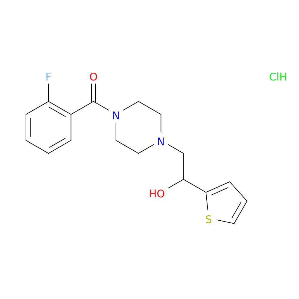 2-[4-(2-fluorobenzoyl)piperazin-1-yl]-1-(thiophen-2-yl)ethan-1-ol hydrochloride