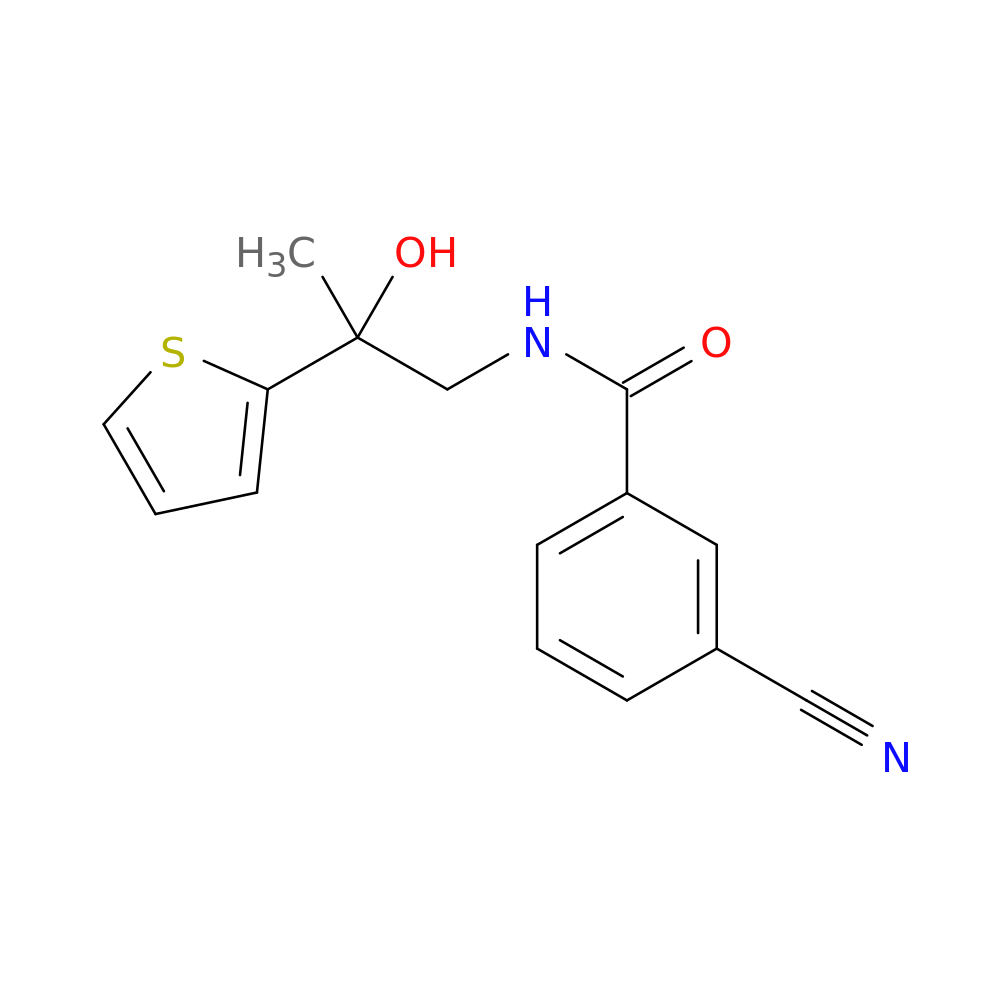 3-cyano-N-[2-hydroxy-2-(thiophen-2-yl)propyl]benzamide