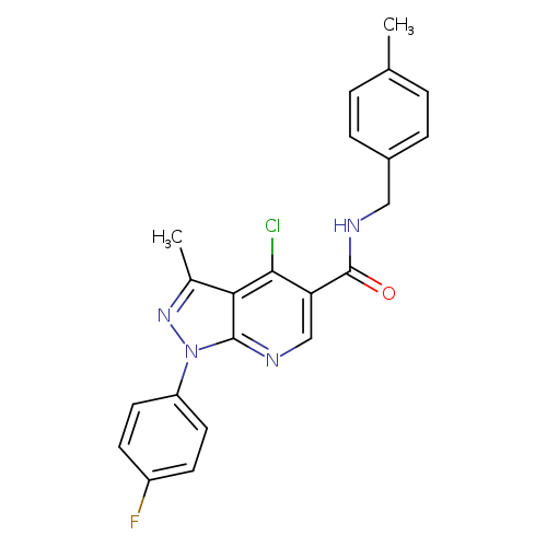 4-chloro-1-(4-fluorophenyl)-3-methyl-N-[(4-methylphenyl)methyl]-1H-pyrazolo[3,4-b]pyridine-5-carboxamide