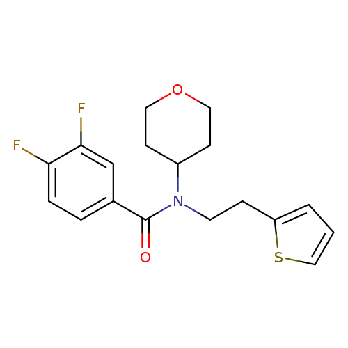 3,4-difluoro-N-(oxan-4-yl)-N-[2-(thiophen-2-yl)ethyl]benzamide