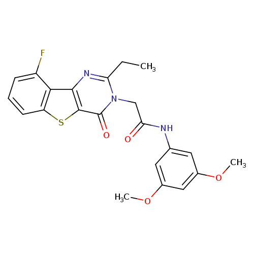 N-(3,5-dimethoxyphenyl)-2-{4-ethyl-13-fluoro-6-oxo-8-thia-3,5-diazatricyclo[7.4.0.0^{2,7}]trideca-1(13),2(7),3,9,11-pentaen-5-yl}acetamide