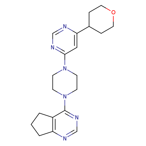 4-(4-{5H,6H,7H-cyclopenta[d]pyrimidin-4-yl}piperazin-1-yl)-6-(oxan-4-yl)pyrimidine
