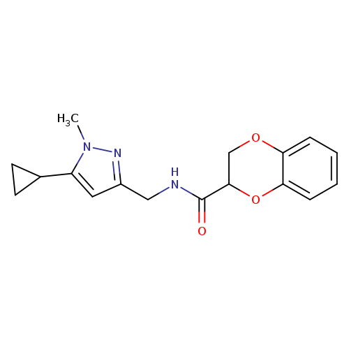 N-[(5-cyclopropyl-1-methyl-1H-pyrazol-3-yl)methyl]-2,3-dihydro-1,4-benzodioxine-2-carboxamide