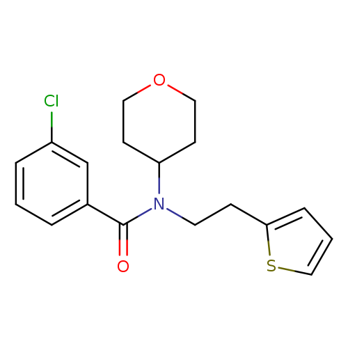 3-chloro-N-(oxan-4-yl)-N-[2-(thiophen-2-yl)ethyl]benzamide