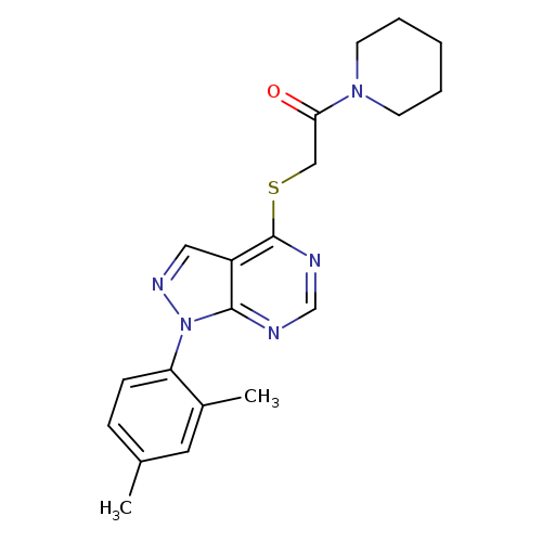 2-{[1-(2,4-dimethylphenyl)-1H-pyrazolo[3,4-d]pyrimidin-4-yl]sulfanyl}-1-(piperidin-1-yl)ethan-1-one