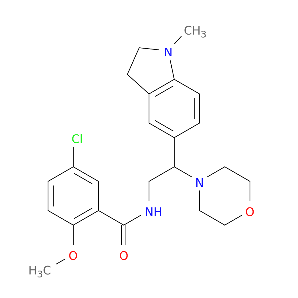 5-chloro-2-methoxy-N-[2-(1-methyl-2,3-dihydro-1H-indol-5-yl)-2-(morpholin-4-yl)ethyl]benzamide