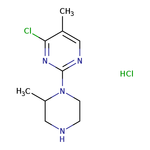 Pyrimidine, 4-chloro-5-methyl-2-(2-methyl-1-piperazinyl)-, hydrochloride (1:1)