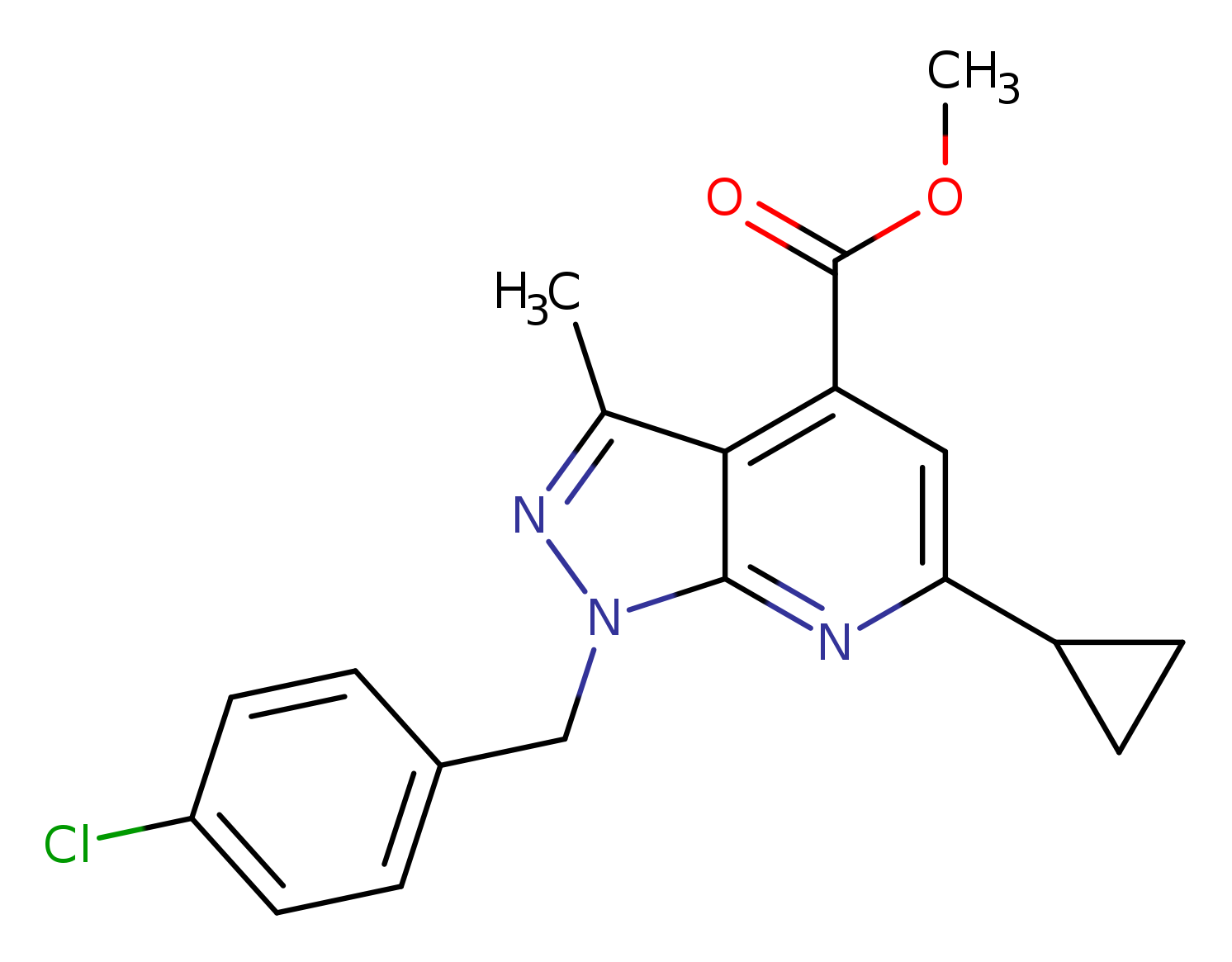 methyl 1-(4-chlorobenzyl)-6-cyclopropyl-3-methyl-1H-pyrazolo[3,4-b]pyridine-4-carboxylate