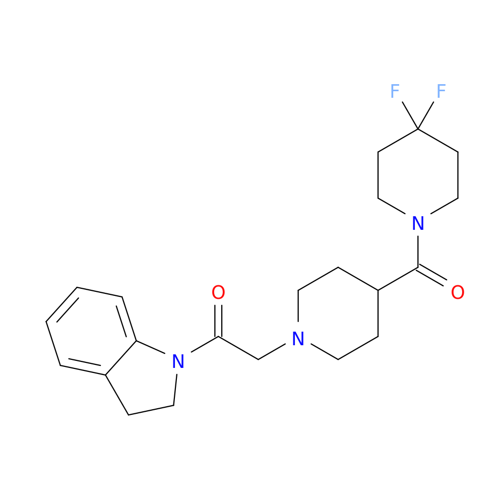 2-[4-(4,4-difluoropiperidine-1-carbonyl)piperidin-1-yl]-1-(2,3-dihydro-1H-indol-1-yl)ethan-1-one