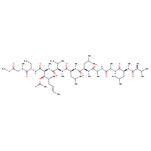 L-Valyl-N-methyl-L-leucyl-L-alanyl-D-alanyl-N-methyl-L-leucyl-N-methyl-L-leucyl-N-methyl-L-valyl-(2S,3R,4R,6E)-3-(acetyloxy)-4-methyl-2-(methylamino)-6-octenoyl-(2S)-2-aminobutanoyl-N-methyl-glycineMethylEster