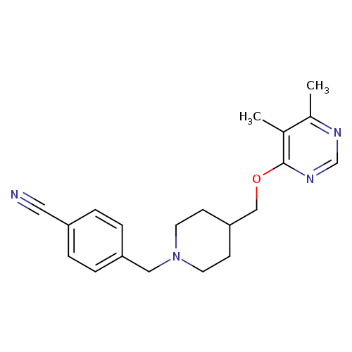 4-[(4-{[(5,6-dimethylpyrimidin-4-yl)oxy]methyl}piperidin-1-yl)methyl]benzonitrile
