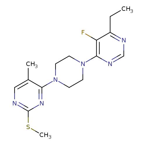 4-[4-(6-ethyl-5-fluoropyrimidin-4-yl)piperazin-1-yl]-5-methyl-2-(methylsulfanyl)pyrimidine