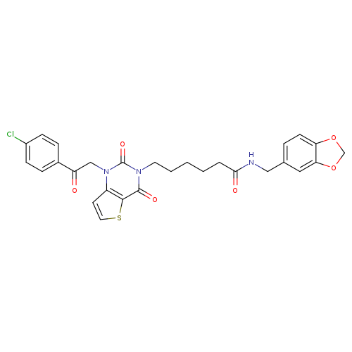 N-[(2H-1,3-benzodioxol-5-yl)methyl]-6-{1-[2-(4-chlorophenyl)-2-oxoethyl]-2,4-dioxo-1H,2H,3H,4H-thieno[3,2-d]pyrimidin-3-yl}hexanamide