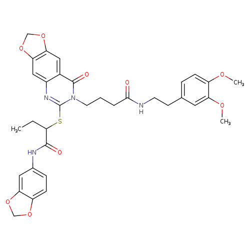 N-(2H-1,3-benzodioxol-5-yl)-2-{[7-(3-{[2-(3,4-dimethoxyphenyl)ethyl]carbamoyl}propyl)-8-oxo-2H,7H,8H-[1,3]dioxolo[4,5-g]quinazolin-6-yl]sulfanyl}butanamide