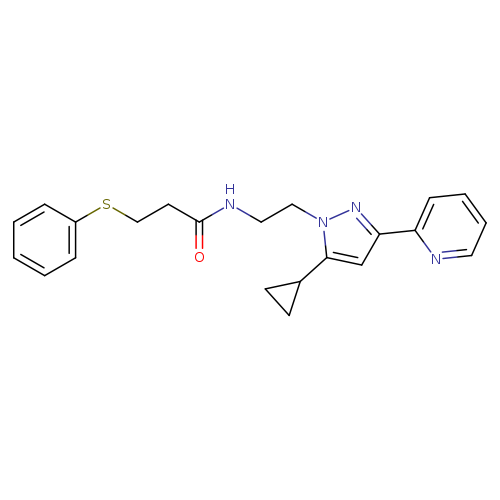 N-{2-[5-cyclopropyl-3-(pyridin-2-yl)-1H-pyrazol-1-yl]ethyl}-3-(phenylsulfanyl)propanamide