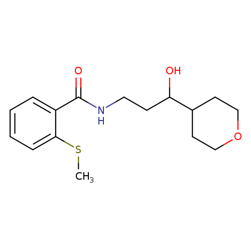 N-[3-hydroxy-3-(oxan-4-yl)propyl]-2-(methylsulfanyl)benzamide