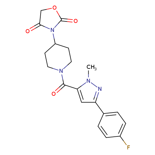 3-{1-[3-(4-fluorophenyl)-1-methyl-1H-pyrazole-5-carbonyl]piperidin-4-yl}-1,3-oxazolidine-2,4-dione