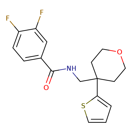 3,4-difluoro-N-{[4-(thiophen-2-yl)oxan-4-yl]methyl}benzamide