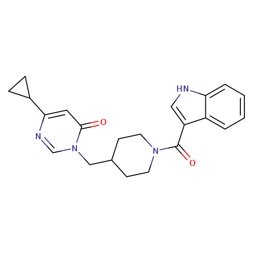 6-cyclopropyl-3-{[1-(1H-indole-3-carbonyl)piperidin-4-yl]methyl}-3,4-dihydropyrimidin-4-one