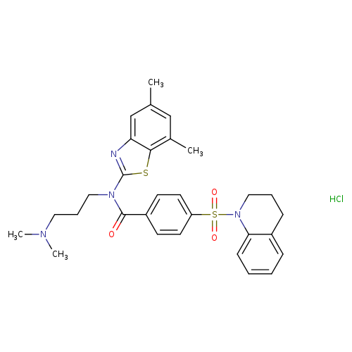 N-(5,7-dimethyl-1,3-benzothiazol-2-yl)-N-[3-(dimethylamino)propyl]-4-(1,2,3,4-tetrahydroquinoline-1-sulfonyl)benzamide hydrochloride