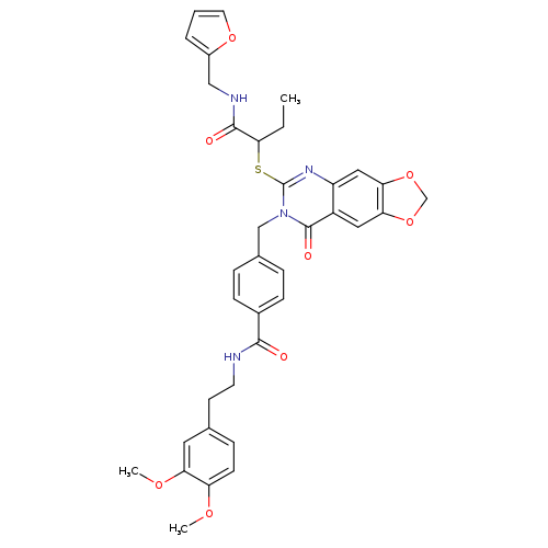 N-[2-(3,4-dimethoxyphenyl)ethyl]-4-({6-[(1-{[(furan-2-yl)methyl]carbamoyl}propyl)sulfanyl]-8-oxo-2H,7H,8H-[1,3]dioxolo[4,5-g]quinazolin-7-yl}methyl)benzamide
