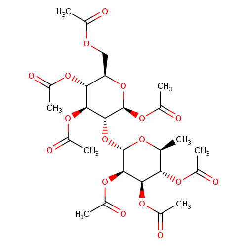 β-D-Glucopyranose, 2-O-(2,3,4-tri-O-acetyl-6-deoxy-α-L-mannopyranosyl)-, 1,3,4,6-tetraacetate