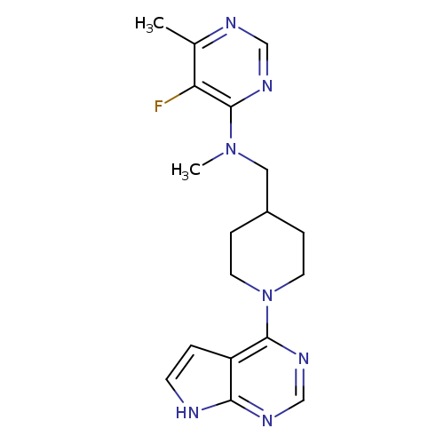 5-fluoro-N,6-dimethyl-N-[(1-{7H-pyrrolo[2,3-d]pyrimidin-4-yl}piperidin-4-yl)methyl]pyrimidin-4-amine