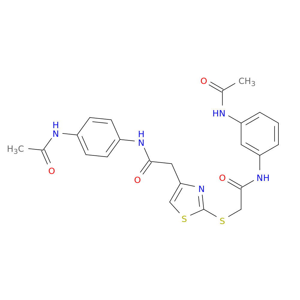 N-(3-acetamidophenyl)-2-[(4-{[(4-acetamidophenyl)carbamoyl]methyl}-1,3-thiazol-2-yl)sulfanyl]acetamide