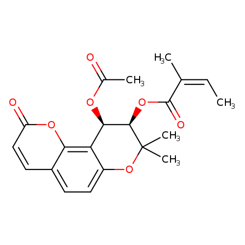 2-Butenoic acid, 2-methyl-,(9R,10R)-10-(acetyloxy)-9,10-dihydro-8,8-dimethyl-2-oxo-2H,8H-benzo[1,2-b:3,4-b']dipyran-9-yl ester, (2Z)-rel-