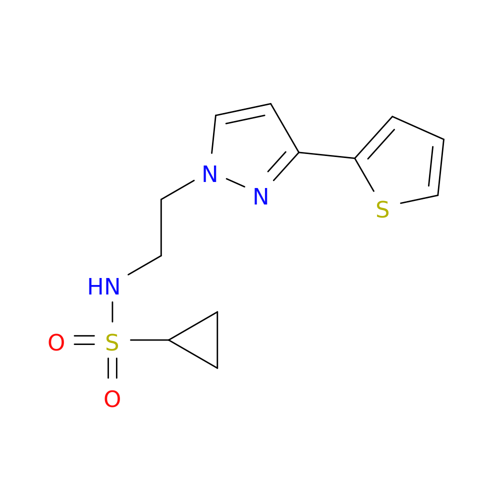 N-{2-[3-(thiophen-2-yl)-1H-pyrazol-1-yl]ethyl}cyclopropanesulfonamide