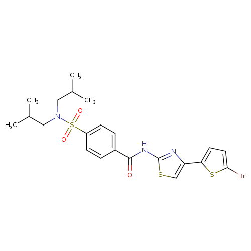 4-[bis(2-methylpropyl)sulfamoyl]-N-[4-(5-bromothiophen-2-yl)-1,3-thiazol-2-yl]benzamide