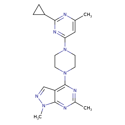 2-cyclopropyl-4-(4-{1,6-dimethyl-1H-pyrazolo[3,4-d]pyrimidin-4-yl}piperazin-1-yl)-6-methylpyrimidine