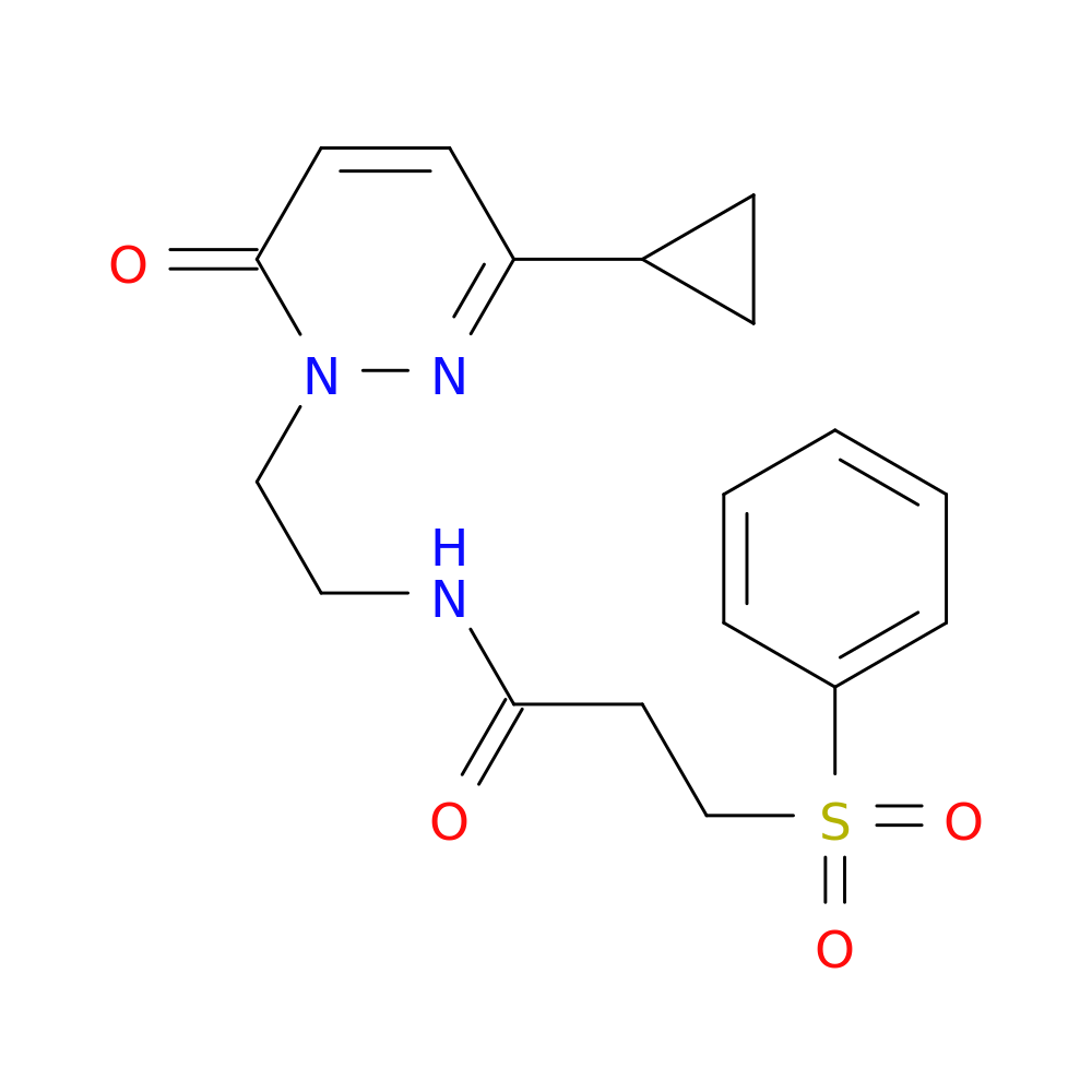 3-(benzenesulfonyl)-N-[2-(3-cyclopropyl-6-oxo-1,6-dihydropyridazin-1-yl)ethyl]propanamide
