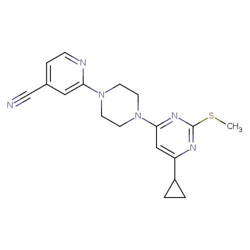 2-{4-[6-cyclopropyl-2-(methylsulfanyl)pyrimidin-4-yl]piperazin-1-yl}pyridine-4-carbonitrile