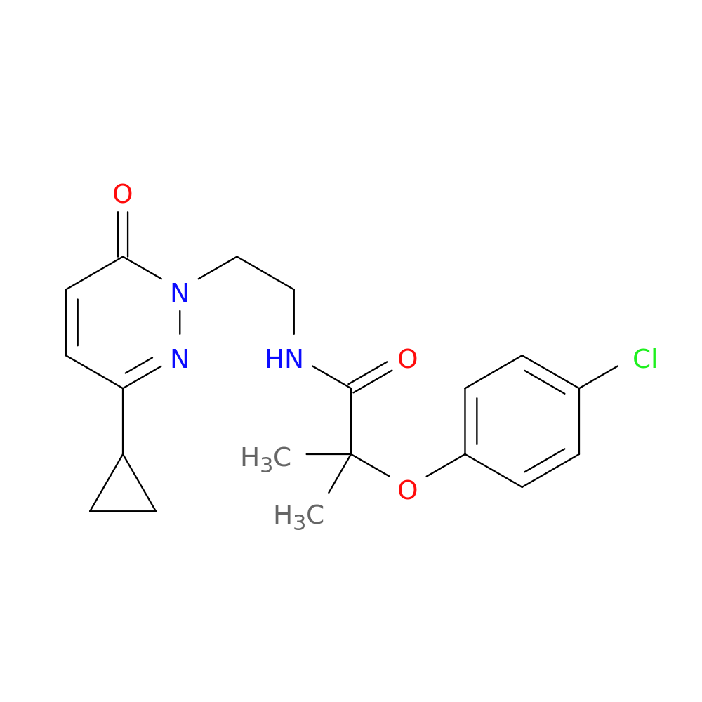 2-(4-chlorophenoxy)-N-[2-(3-cyclopropyl-6-oxo-1,6-dihydropyridazin-1-yl)ethyl]-2-methylpropanamide