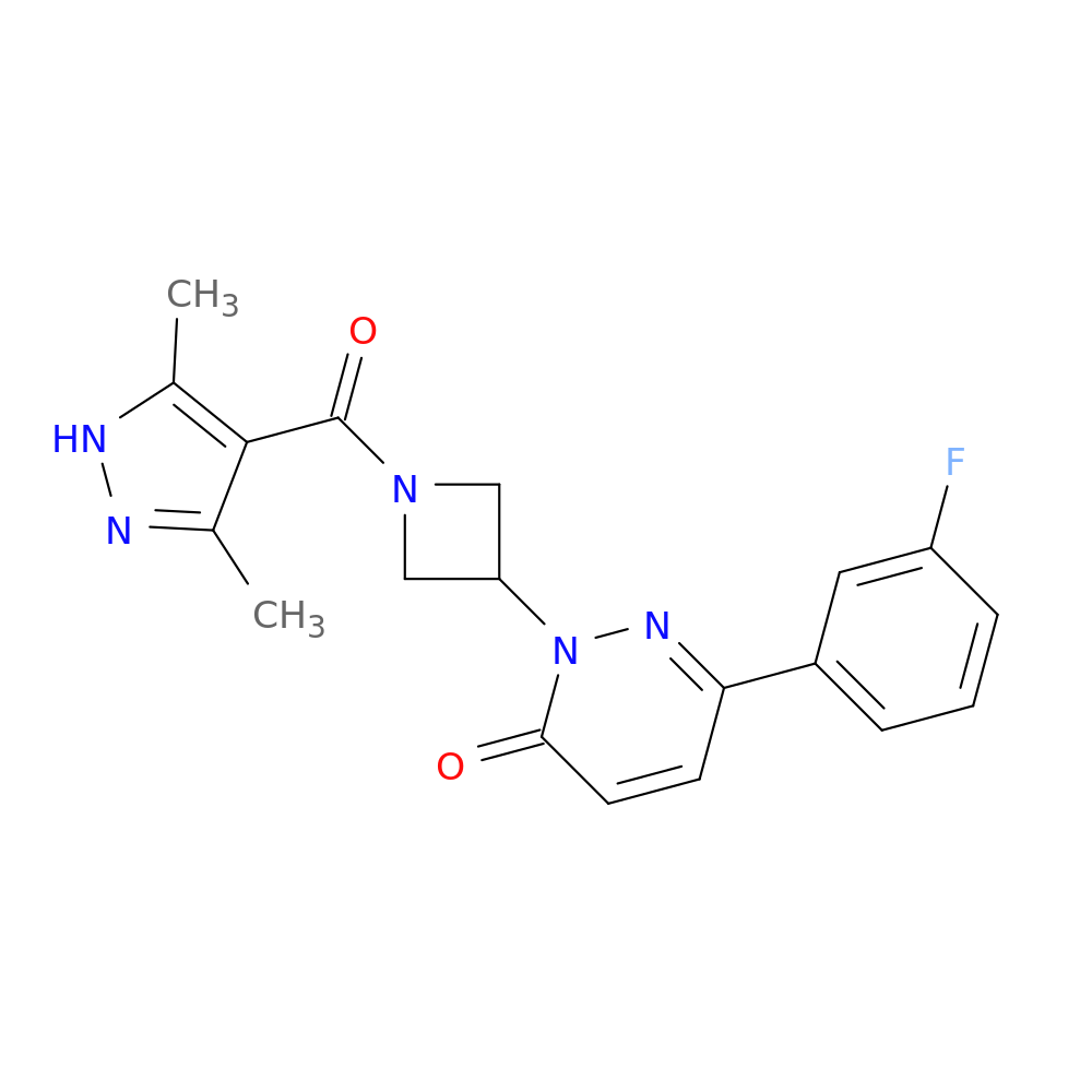 2-[1-(3,5-dimethyl-1H-pyrazole-4-carbonyl)azetidin-3-yl]-6-(3-fluorophenyl)-2,3-dihydropyridazin-3-one