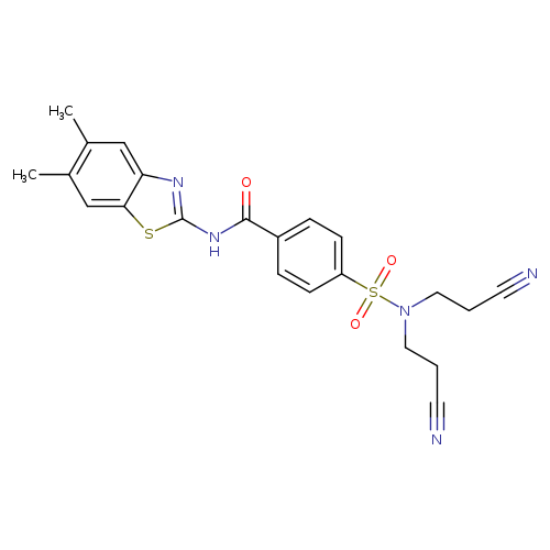 4-[bis(2-cyanoethyl)sulfamoyl]-N-(5,6-dimethyl-1,3-benzothiazol-2-yl)benzamide