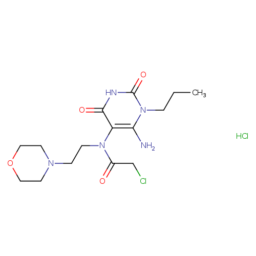 N-(6-amino-2,4-dioxo-1-propyl-1,2,3,4-tetrahydropyrimidin-5-yl)-2-chloro-N-[2-(morpholin-4-yl)ethyl]acetamide hydrochloride