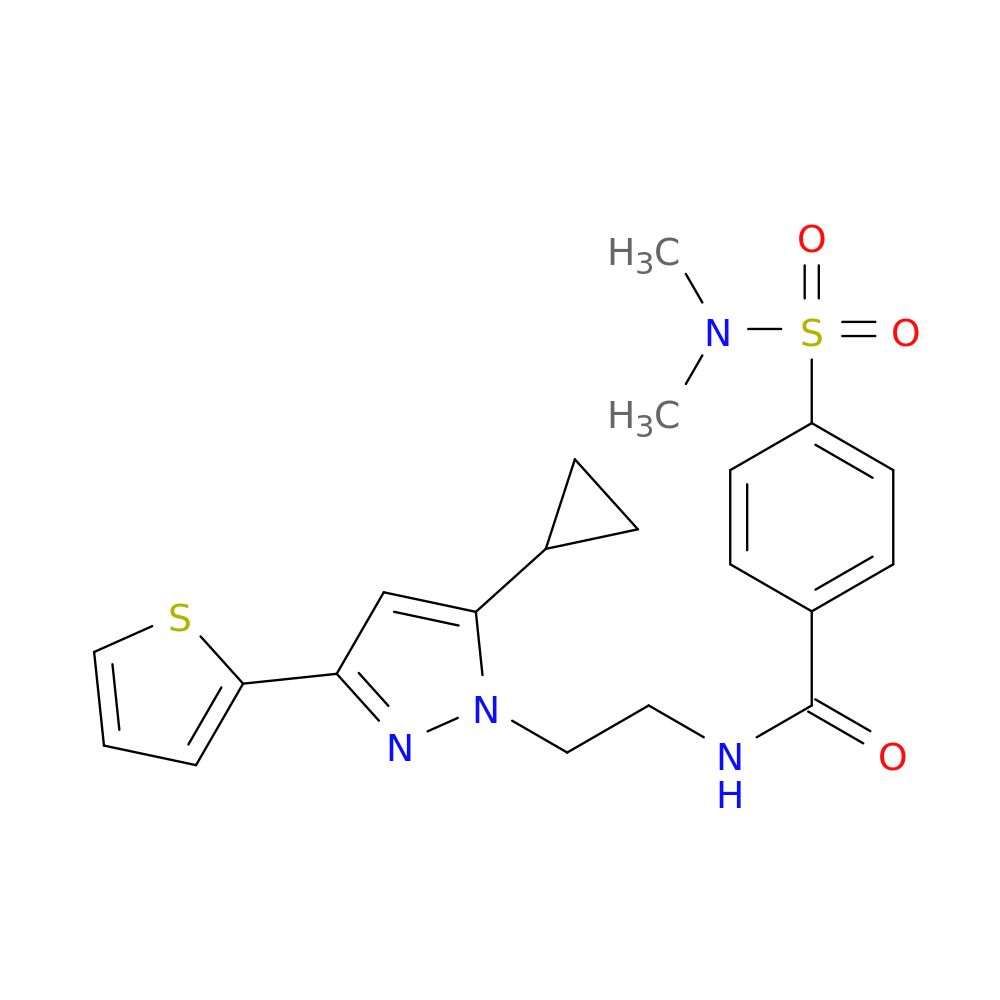 N-{2-[5-cyclopropyl-3-(thiophen-2-yl)-1H-pyrazol-1-yl]ethyl}-4-(dimethylsulfamoyl)benzamide