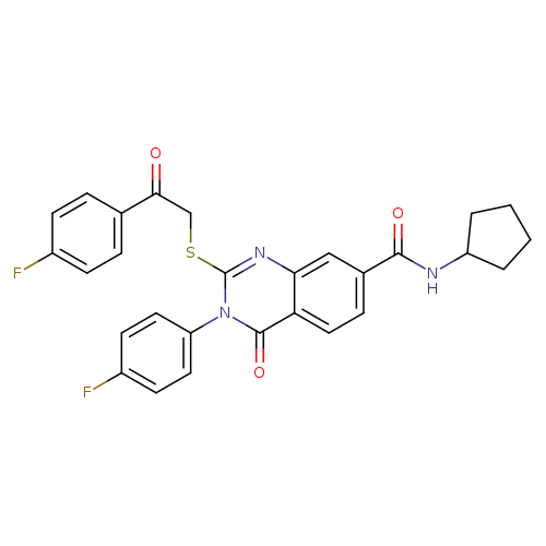 N-cyclopentyl-3-(4-fluorophenyl)-2-{[2-(4-fluorophenyl)-2-oxoethyl]sulfanyl}-4-oxo-3,4-dihydroquinazoline-7-carboxamide