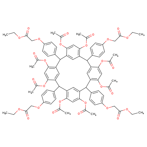 ethyl 2-{4-[4,6,10,12,16,18,22,24-octakis(acetyloxy)-8,14,20-tris[4-(2-ethoxy-2-oxoethoxy)phenyl]pentacyclo[19.3.1.1^{3,7}.1^{9,13}.1^{15,19}]octacosa-1(25),3(28),4,6,9,11,13(27),15,17,19(26),21,23-dodecaen-2-yl]phenoxy}acetate