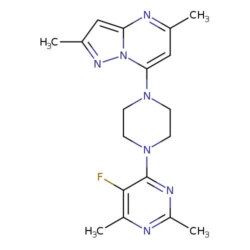 4-(4-{2,5-dimethylpyrazolo[1,5-a]pyrimidin-7-yl}piperazin-1-yl)-5-fluoro-2,6-dimethylpyrimidine